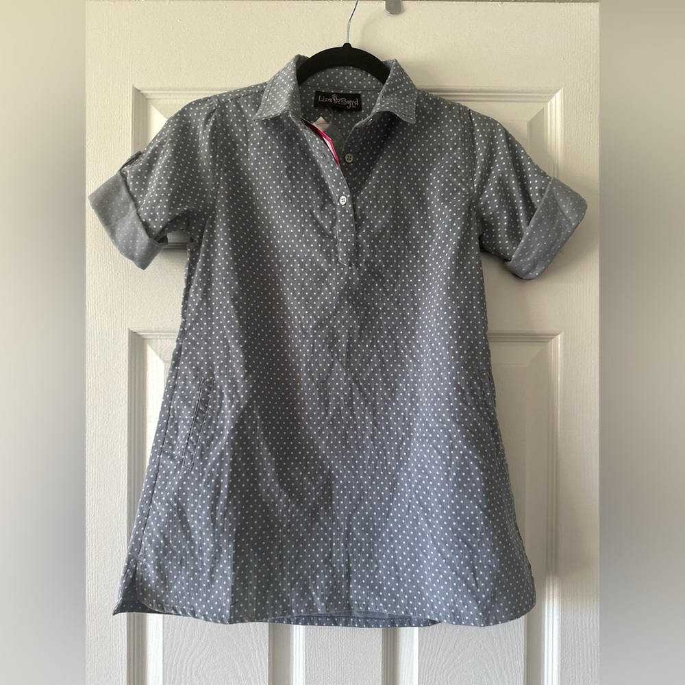 NWT- Liza Byrd light blue Polka Dot Kids Casual Dress